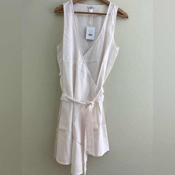 New Andie Swim The Cacela Wrap Dress Linen Blend in Coconut Size L - Picture 4 of 9